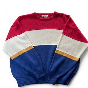 Vintage catamount Colorblock Sweater- Korea 90s XL Retro Knit